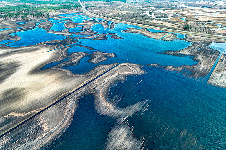Потрясающий разлив реки Ясельда под Пинском записали на видео с воздуха