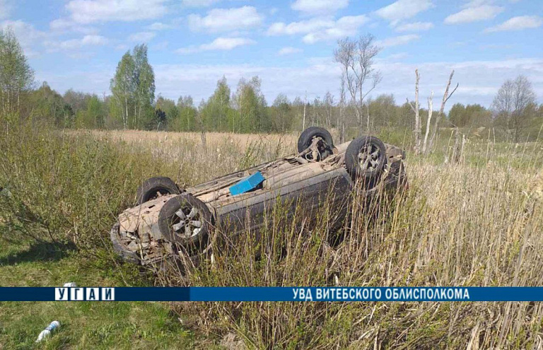 В Глубокском районе автомобиль вылетел с дороги и перевернулся