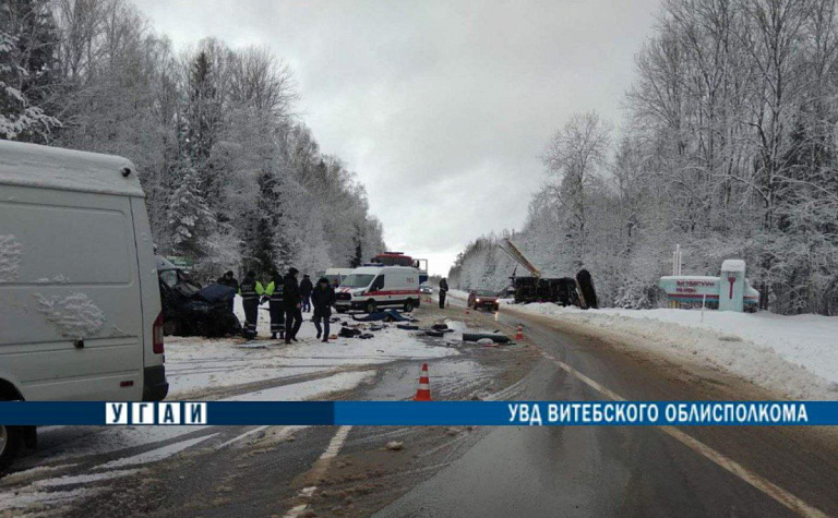 В Лиозненском районе микроавтобус попал под снегоуборщик: есть погибшие